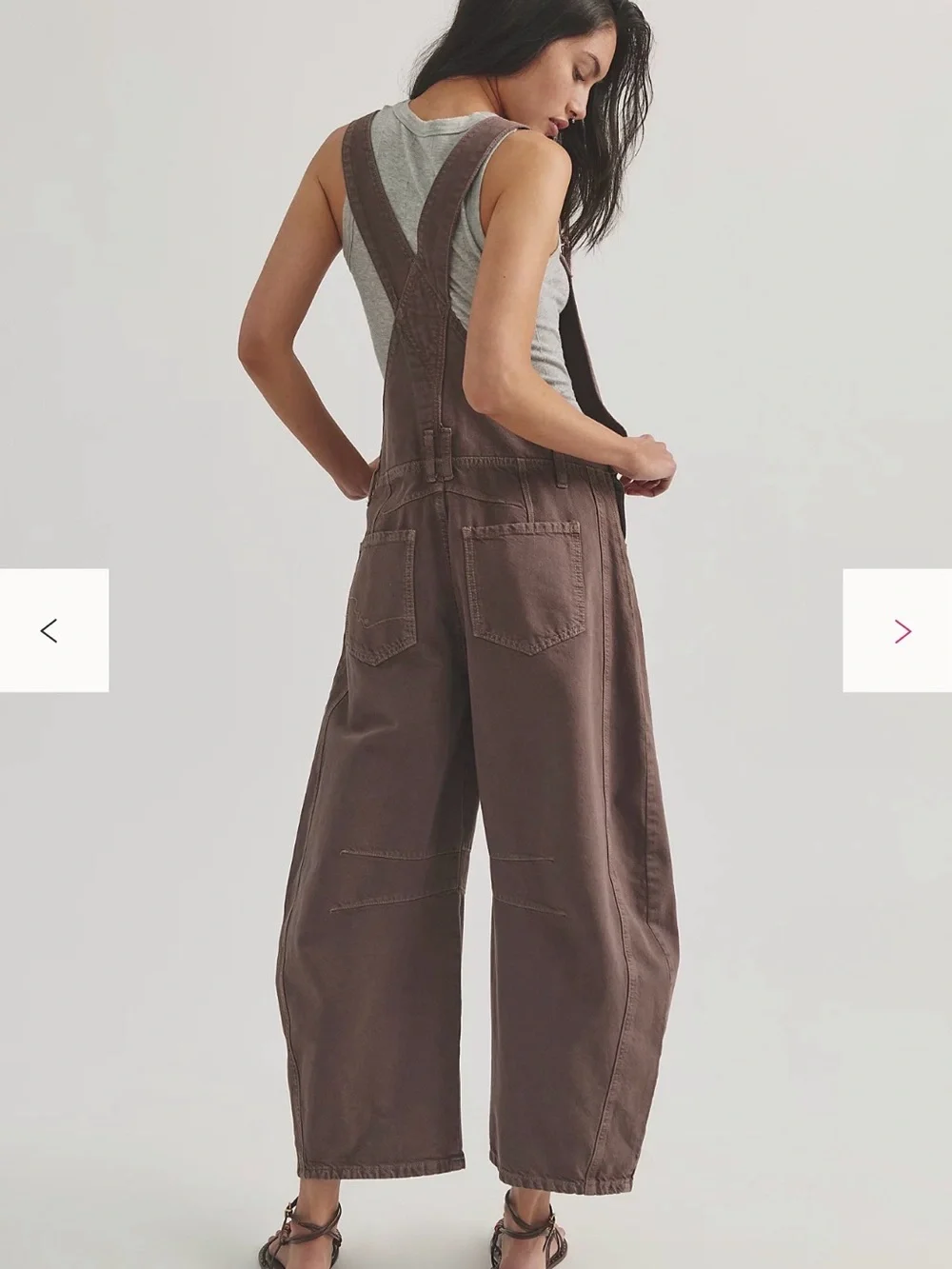 Free People We The Free Good Luck Barrel Overalls Small : Chocolate Mousse NWT - Picture 3 of 7